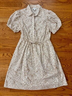 J.Crew Cream & Brown Leopard Print Shirt Dress